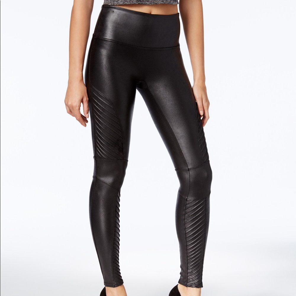 Spanx Faux Leather Moto Leggings Small